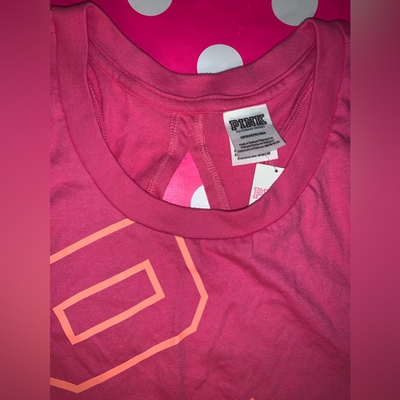 NWT VS PINK Size SMALL Hot Pink with Orange Logo Open Back Tank. - Picture 2 of 5
